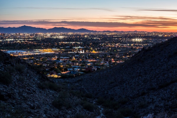 Phoenix, AZ, at dusk