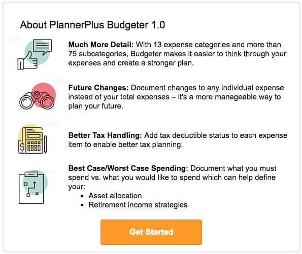 NewRetirement budgeter features
