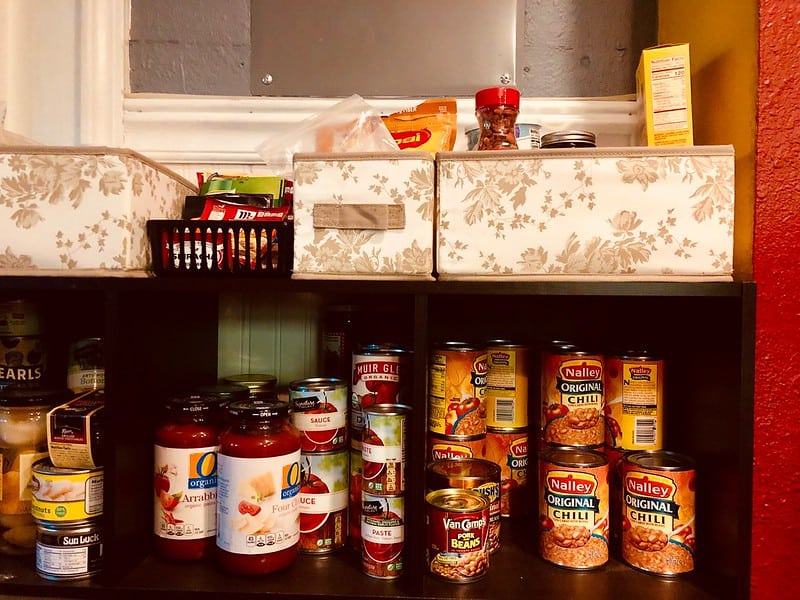 Our pantry shelf with lots of chili