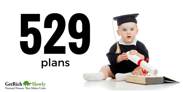 Baby in graduation gown, holding a diploma for an article on 529 plans