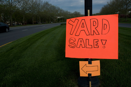 Bright orange yard sale sign