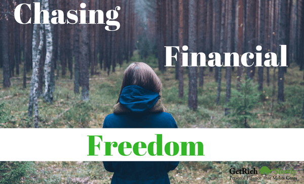 Photo illustration about the choices that lean to financial freedom as shown by a woman walking in the woods