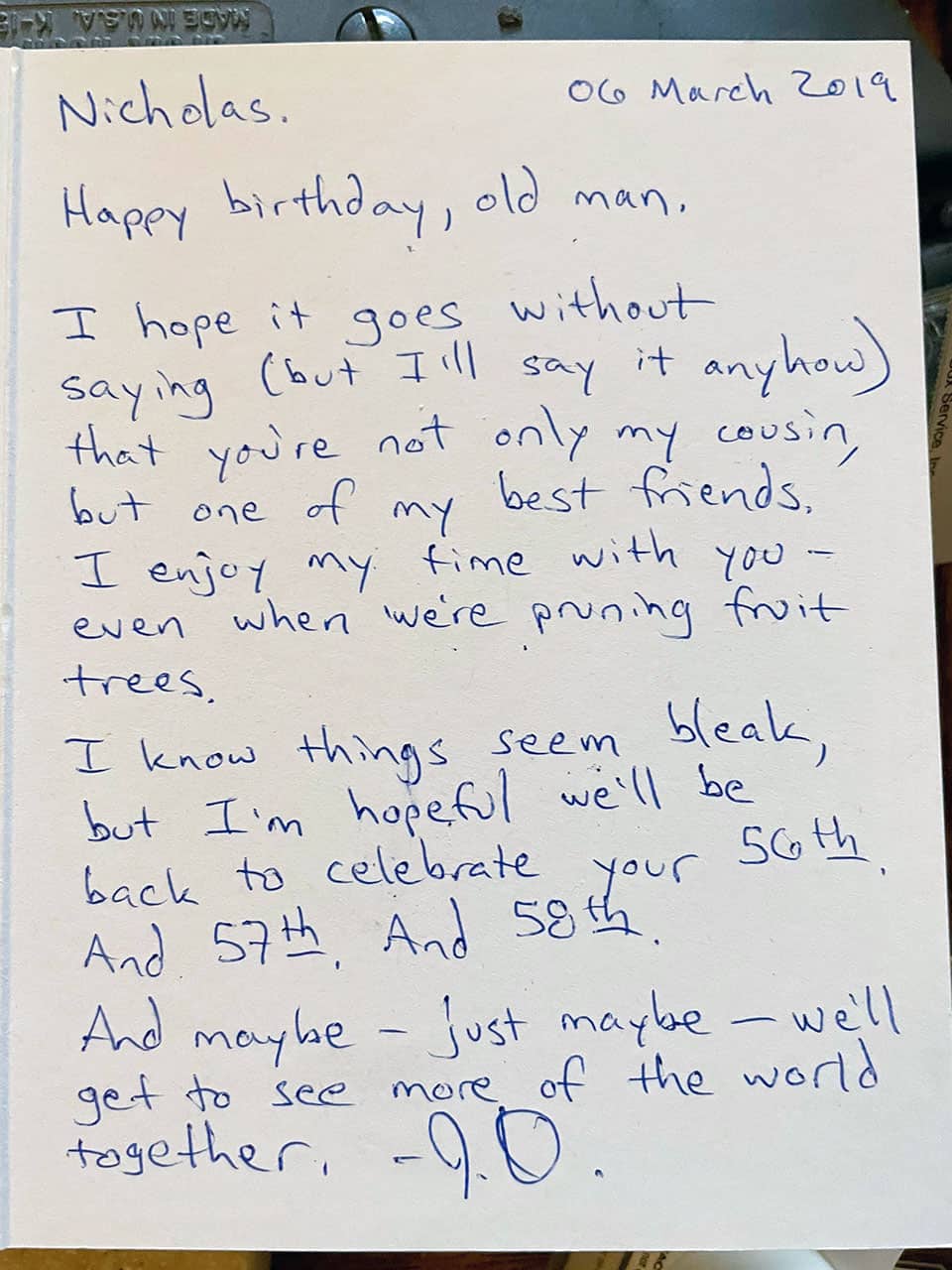Birthday card for Nick's 55th