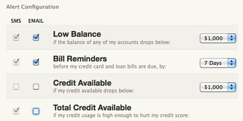Mint can alert you if your account balances get too low.