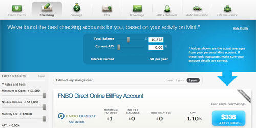 Mint makes money by recommending new accounts.