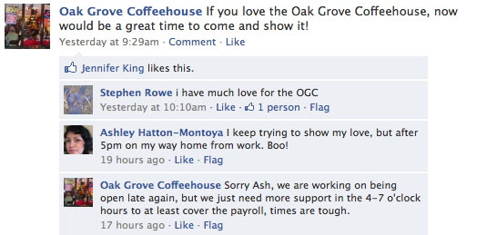 The Oak Grove Coffeehouse needs your love!