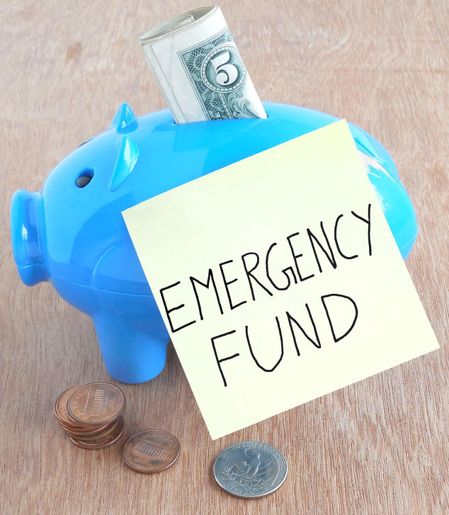 a blue piggy bank with an emergency fund note